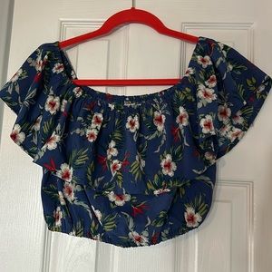 Hollister floral off the shoulder crop top